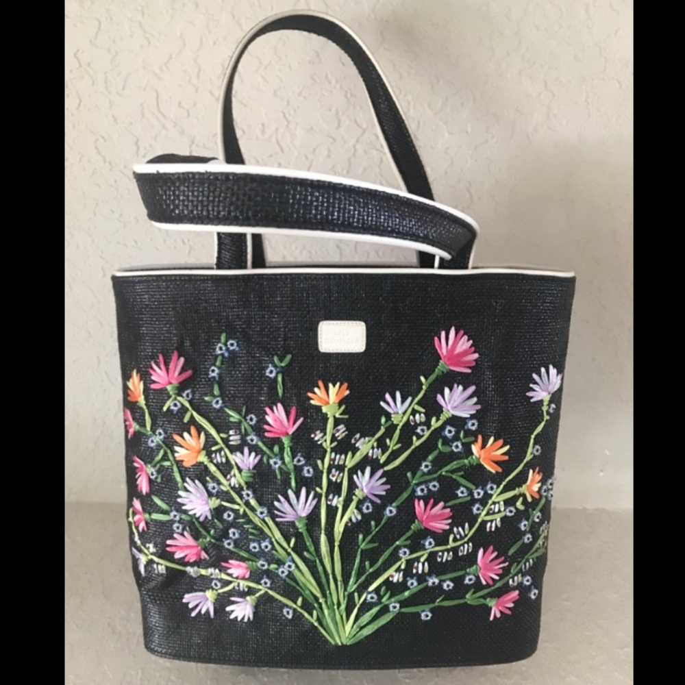 Lulu Guinness Embroidered Flowers Basket Tote